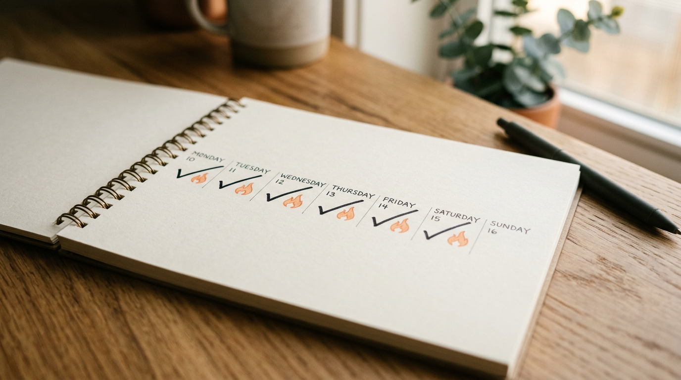 Calendar and checkmarks — habit streak consistency